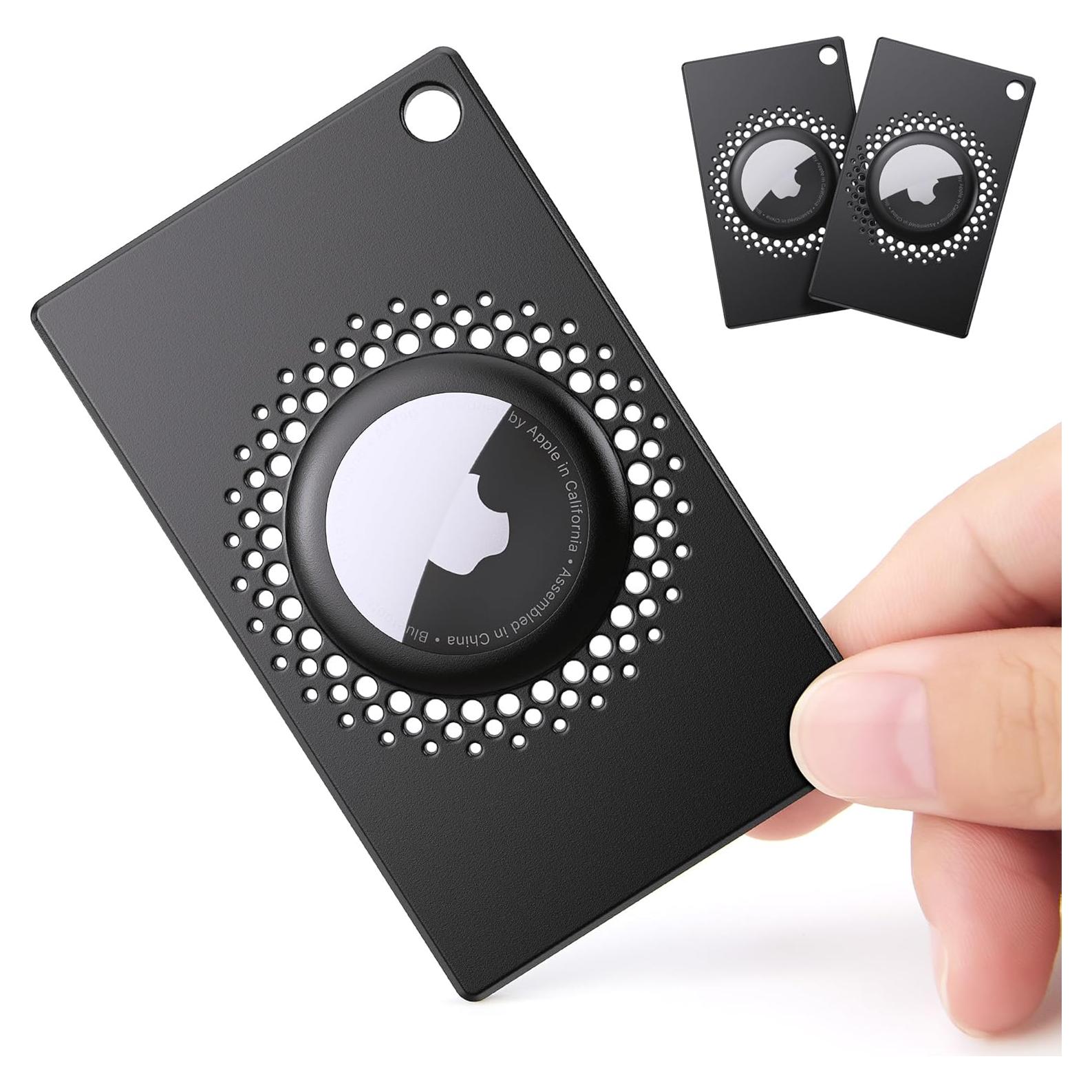 Soporte Funda para AirTag CITYWAY Negro 2 Pack Delgado