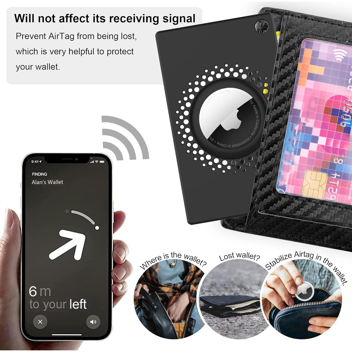 Soporte Funda para AirTag CITYWAY Negro 2 Pack Delgado