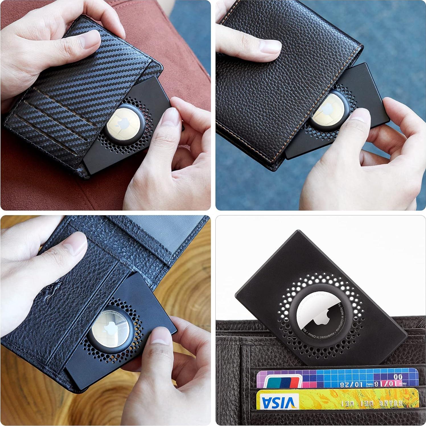 Soporte Funda para AirTag CITYWAY Negro 2 Pack Delgado