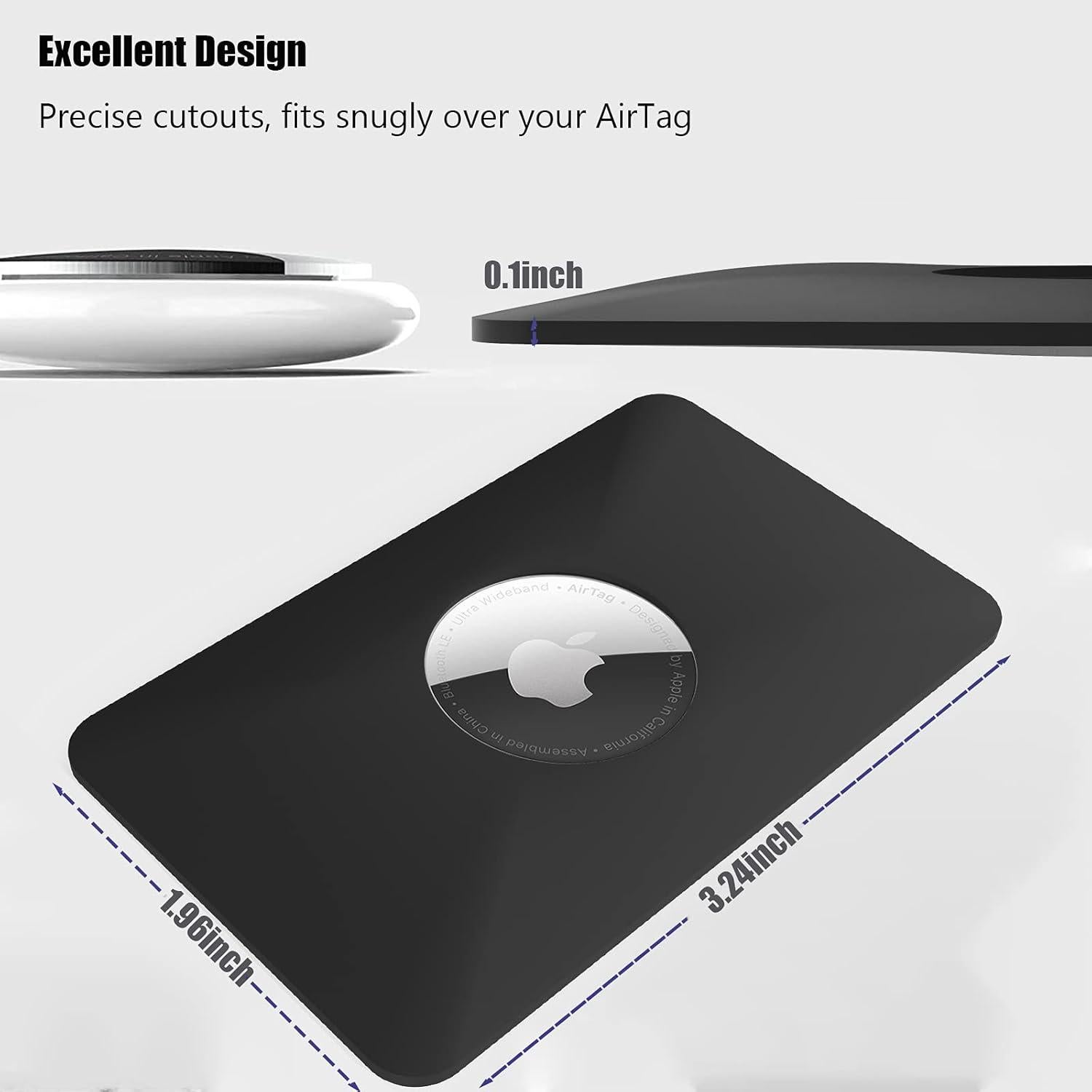 Funda para AirTag PSRAT - Tarjeta delgada negra 0.25 cm