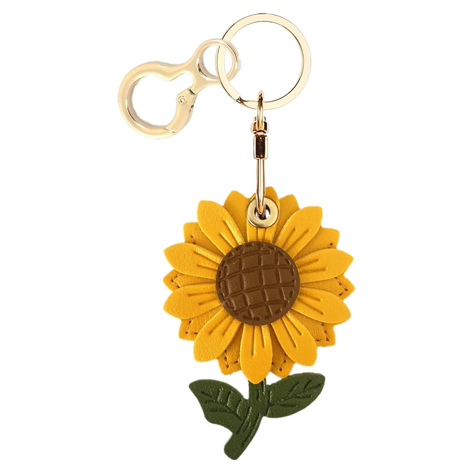 Funda de cuero BORKUANA para AirTag - Girasol, antiarañazos