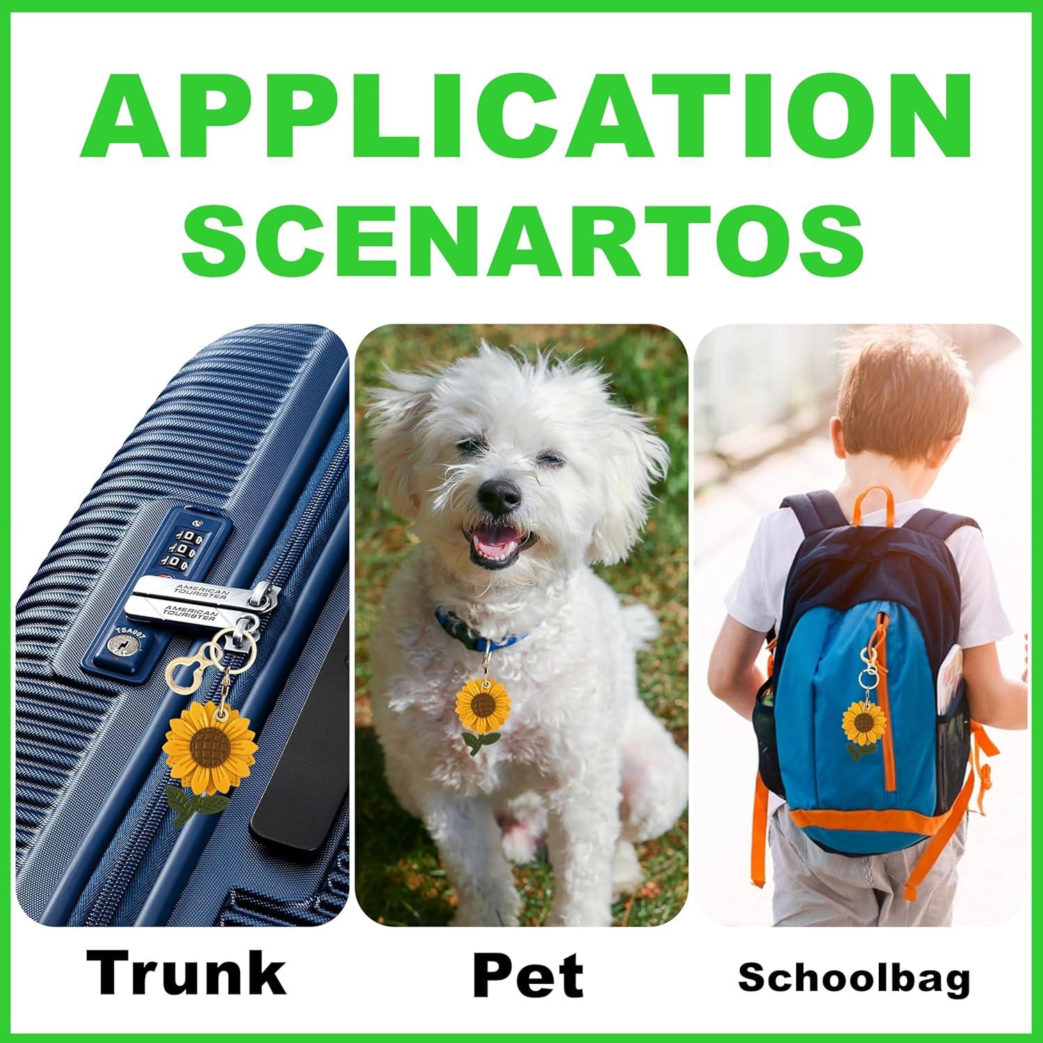 Funda de cuero BORKUANA para AirTag - Girasol, antiarañazos