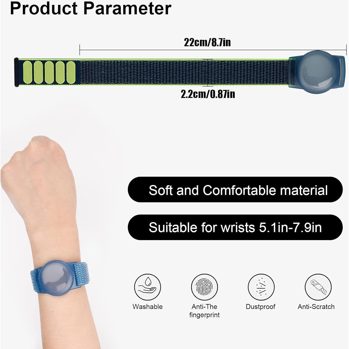 Paquete 2 Pulseras Nylon para AirTag FNCOLL Ajustables