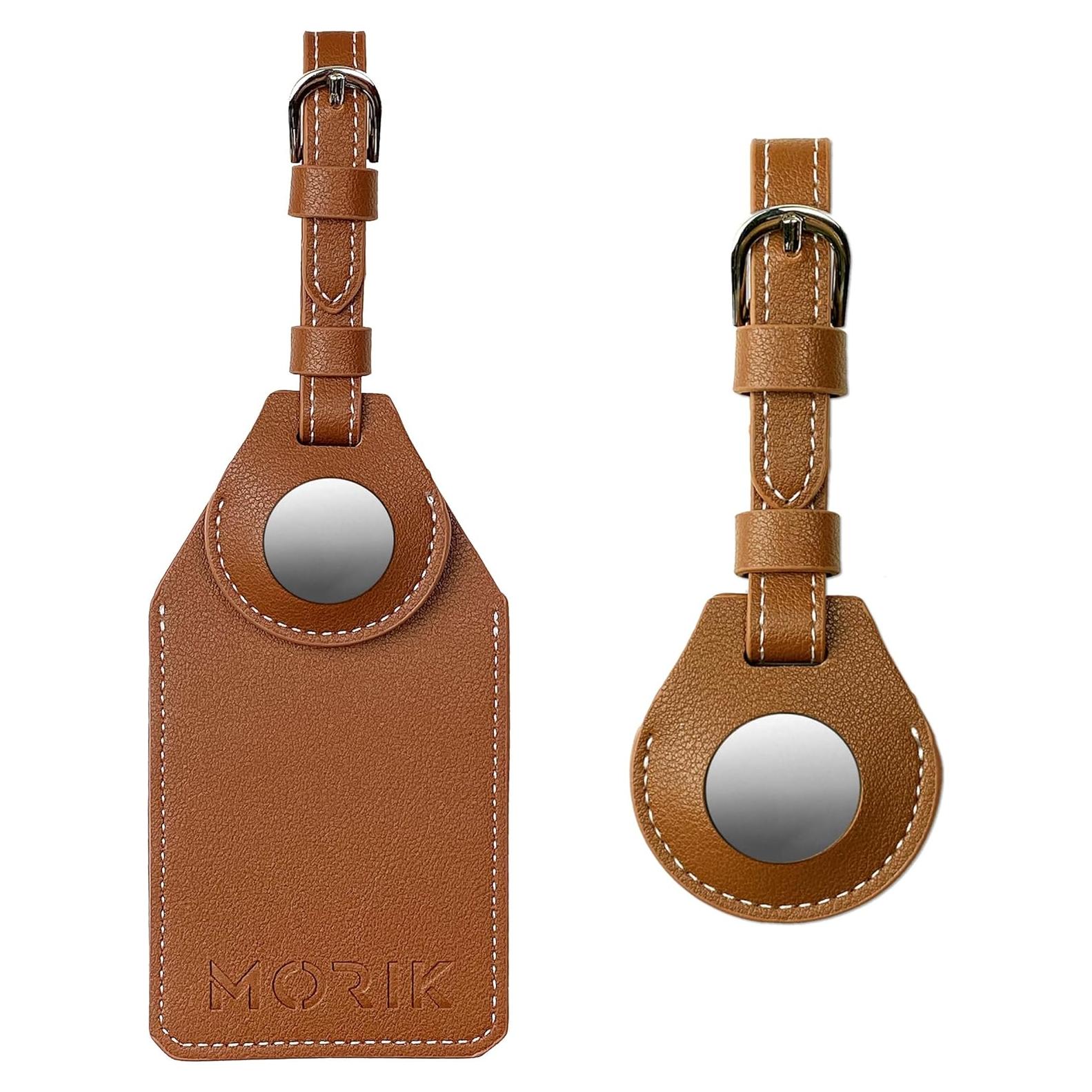 Etiqueta de Equipaje MORIK Cuero Vegano para AirTag Marrón