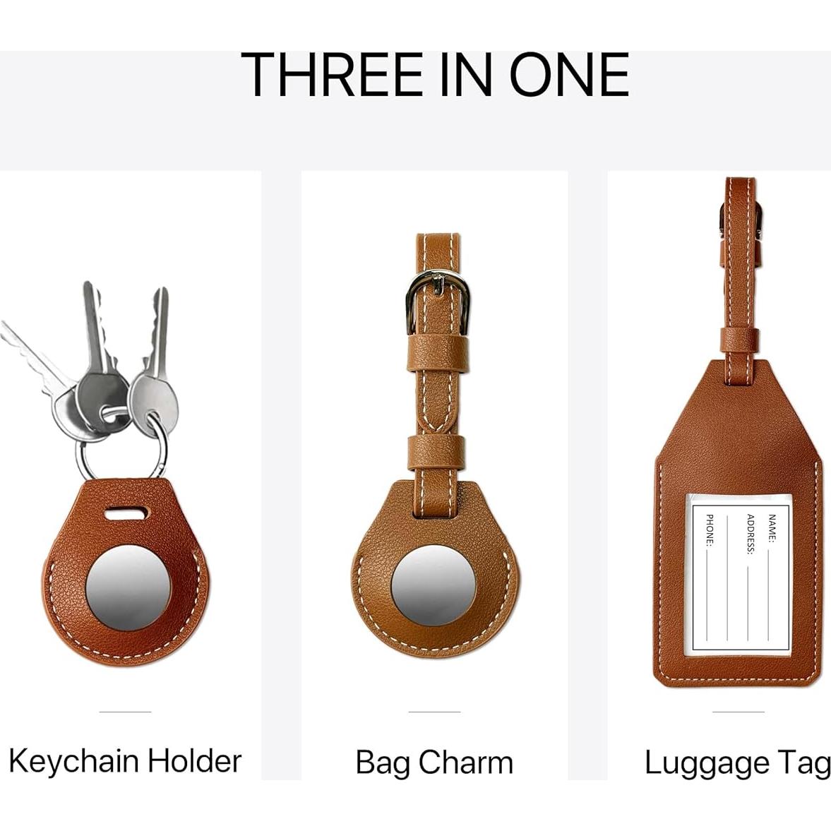 Etiqueta de Equipaje MORIK Cuero Vegano para AirTag Marrón