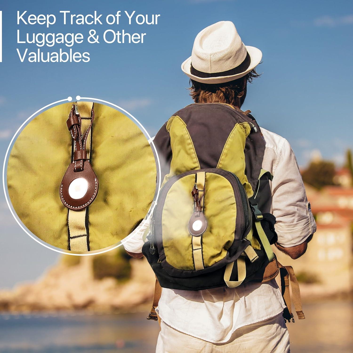 Etiqueta de Equipaje MORIK Cuero Vegano para AirTag Marrón