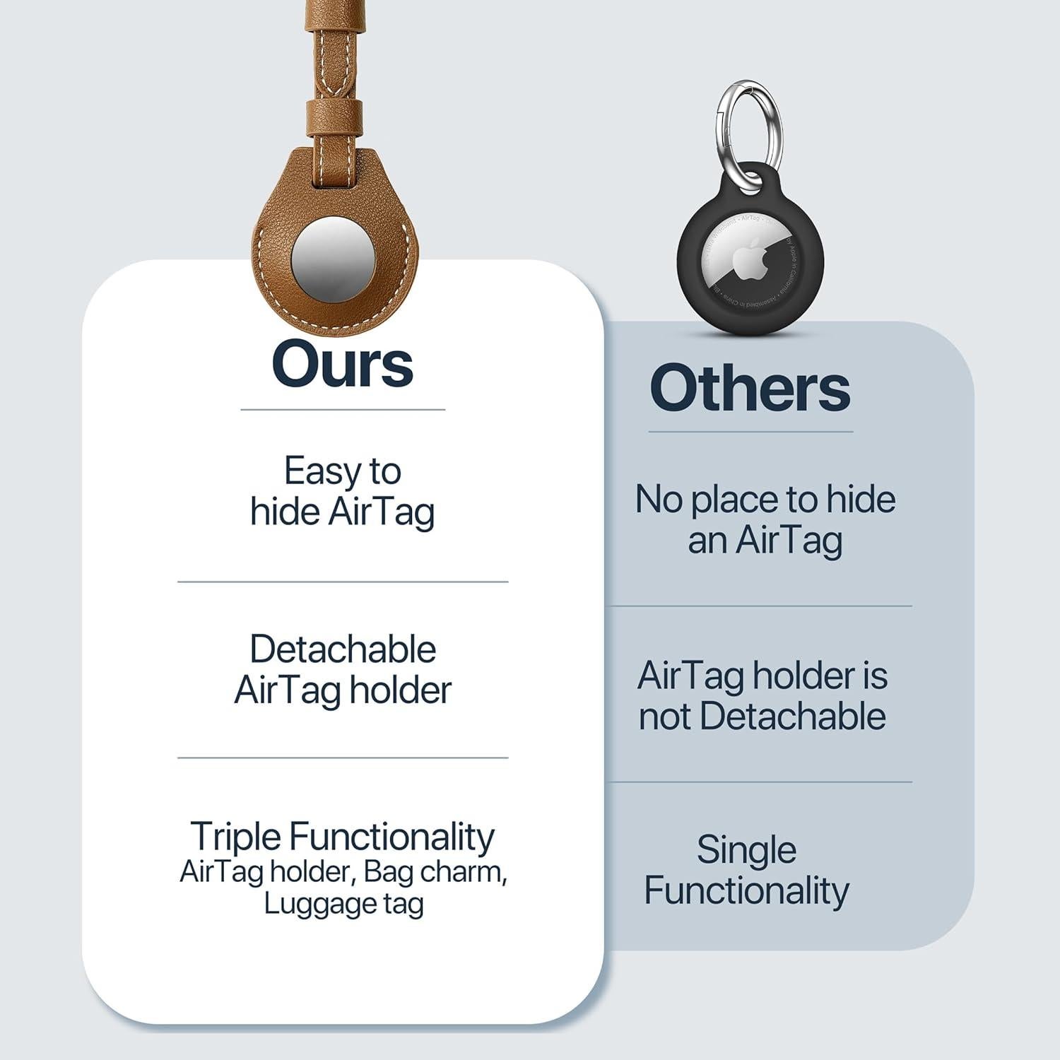 Etiqueta de Equipaje MORIK Cuero Vegano para AirTag Marrón
