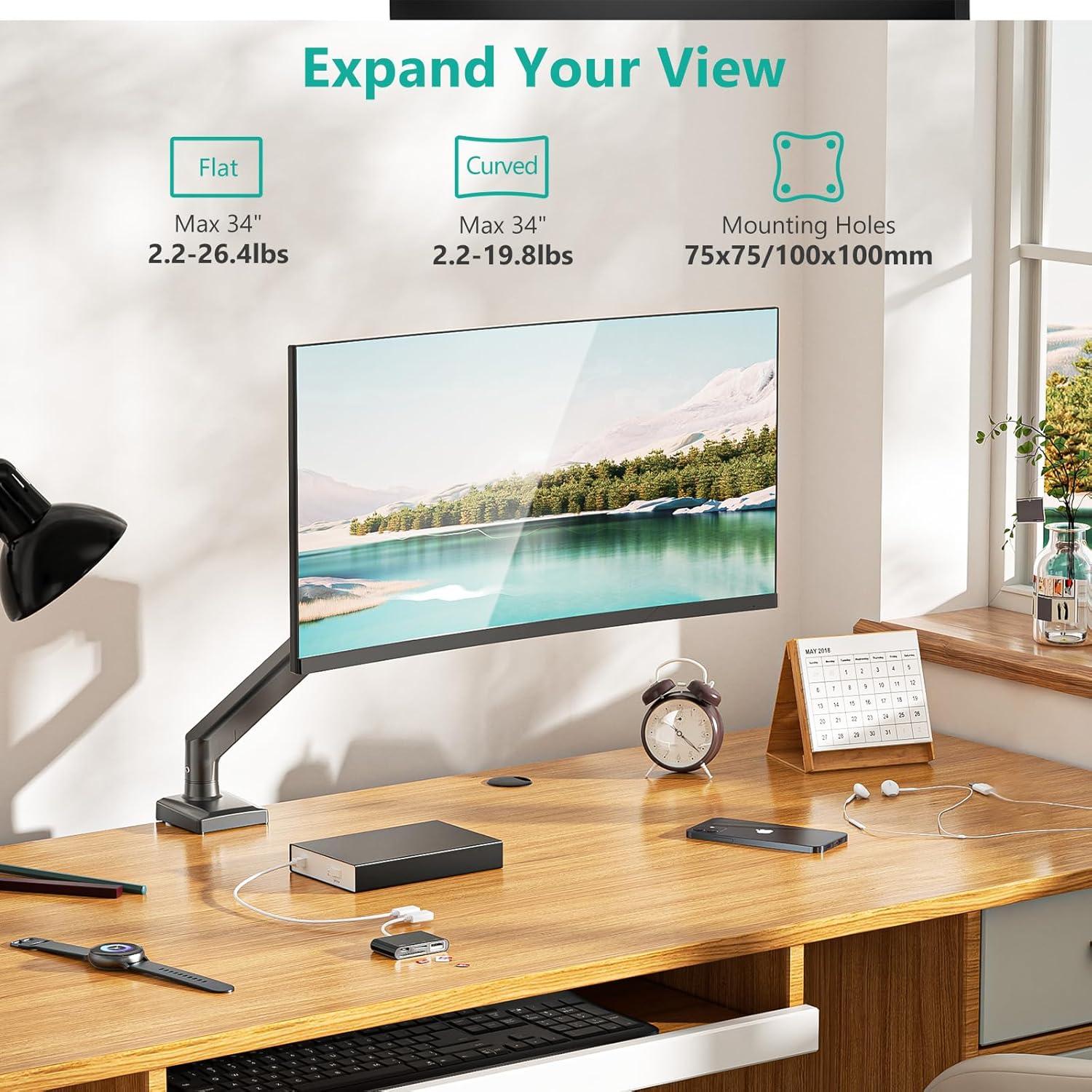 Soporte de Monitor WALI GSMP001N Ajustable 17-34" Negro