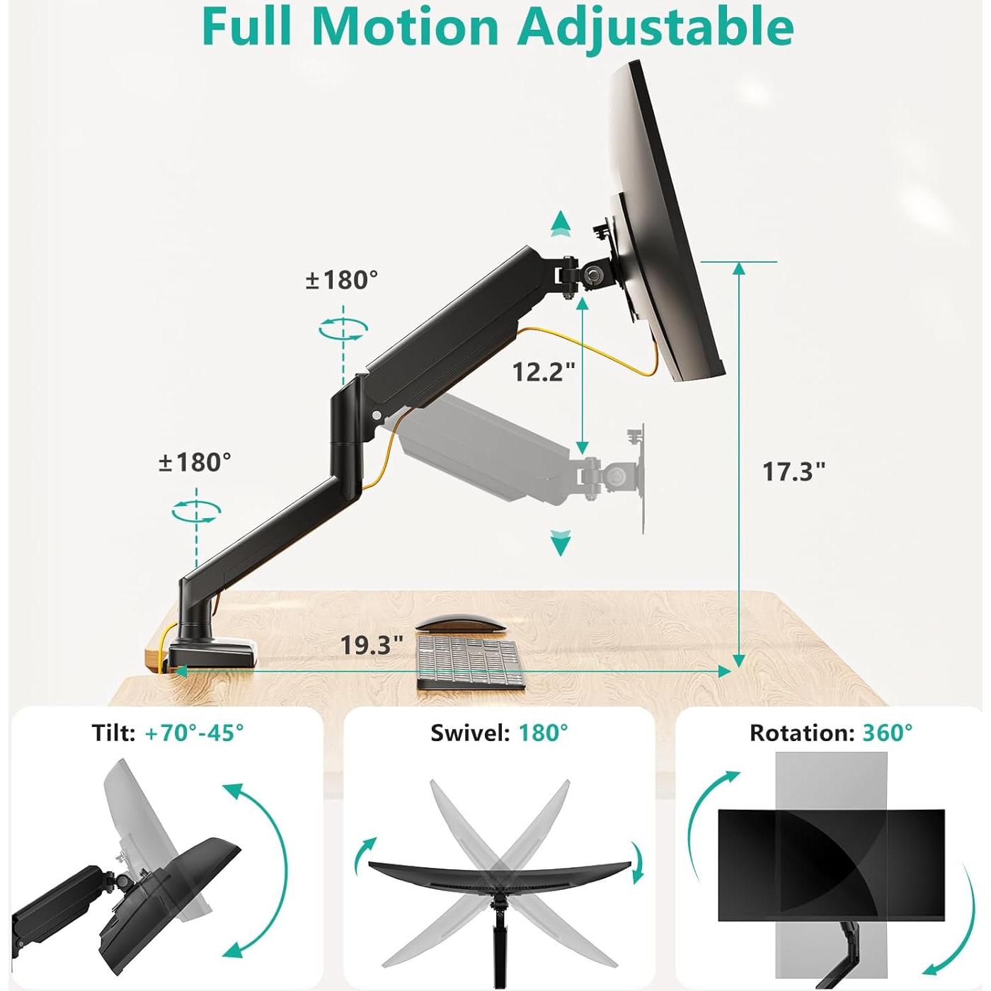Soporte de Monitor WALI GSMP001N Ajustable 17-34" Negro