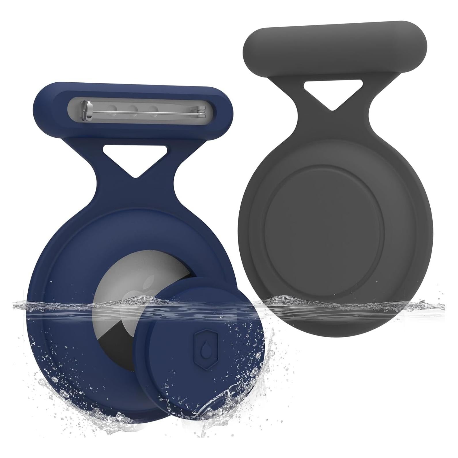 Soporte Impermeable para Airtag BOBOBEV - 2 Paquetes Gris/Azul