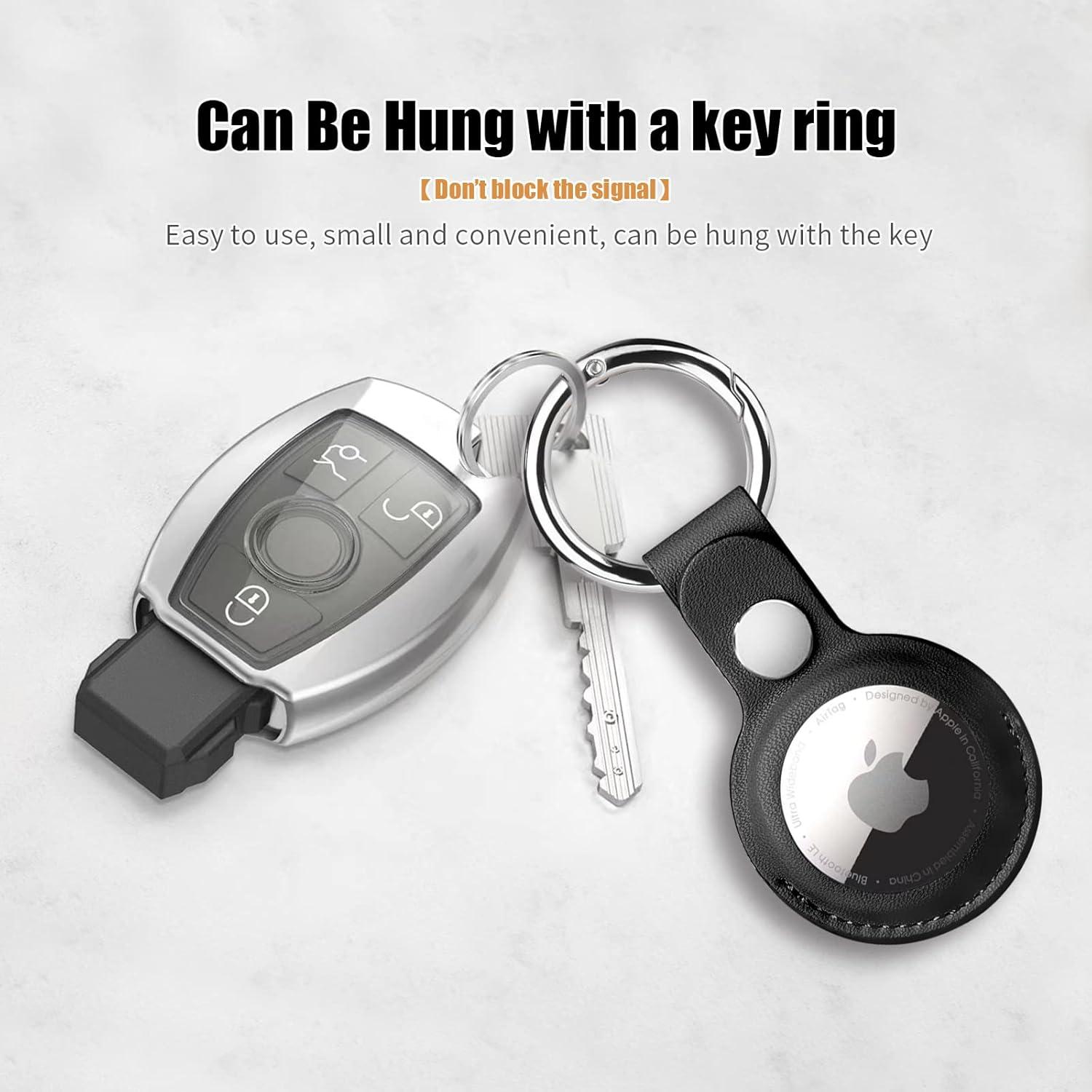 Paquete de 4 Soportes para AirTag QYQa - Funda PU Verde, Marrón, Negro, Rojo