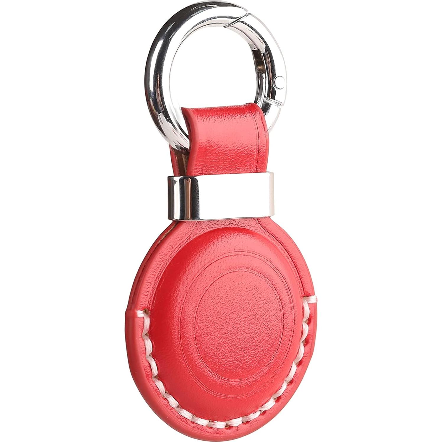 2 Soportes de Llave de Cuero LQU para AirTag - Rojo