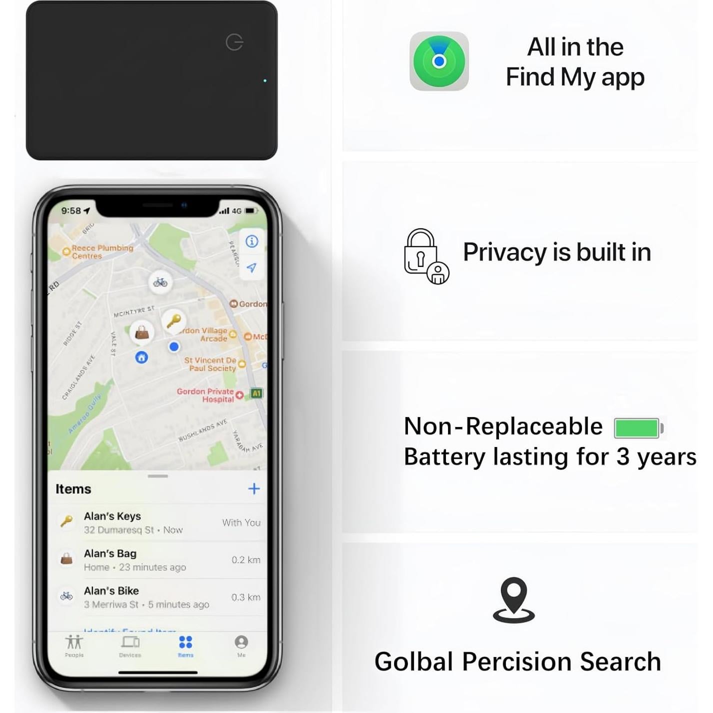 Tarjeta de seguimiento Nutale con Apple Find My - IP65