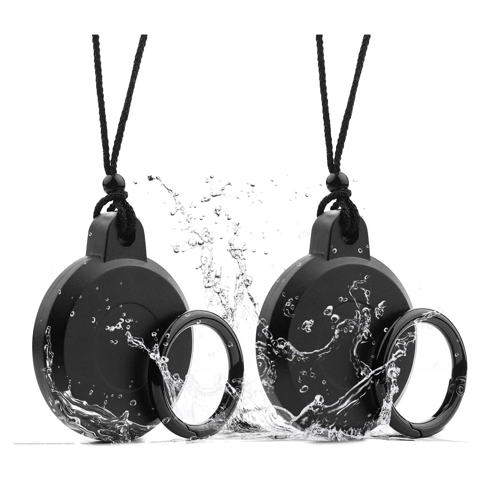 Funda Airtag Impermeable WALLFID Negro Obsidiana 2 Pzas