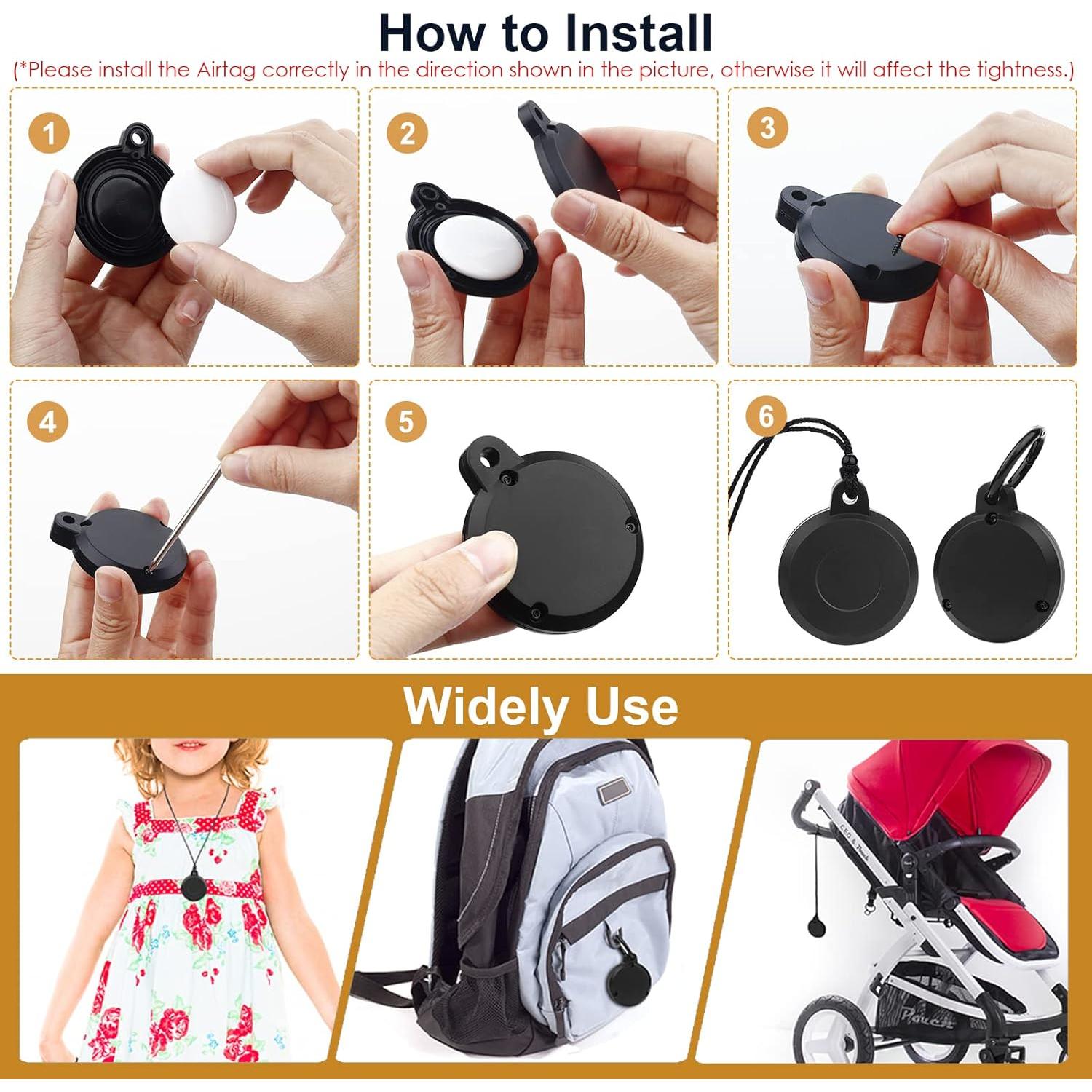 Funda Airtag Impermeable WALLFID Negro Obsidiana 2 Pzas