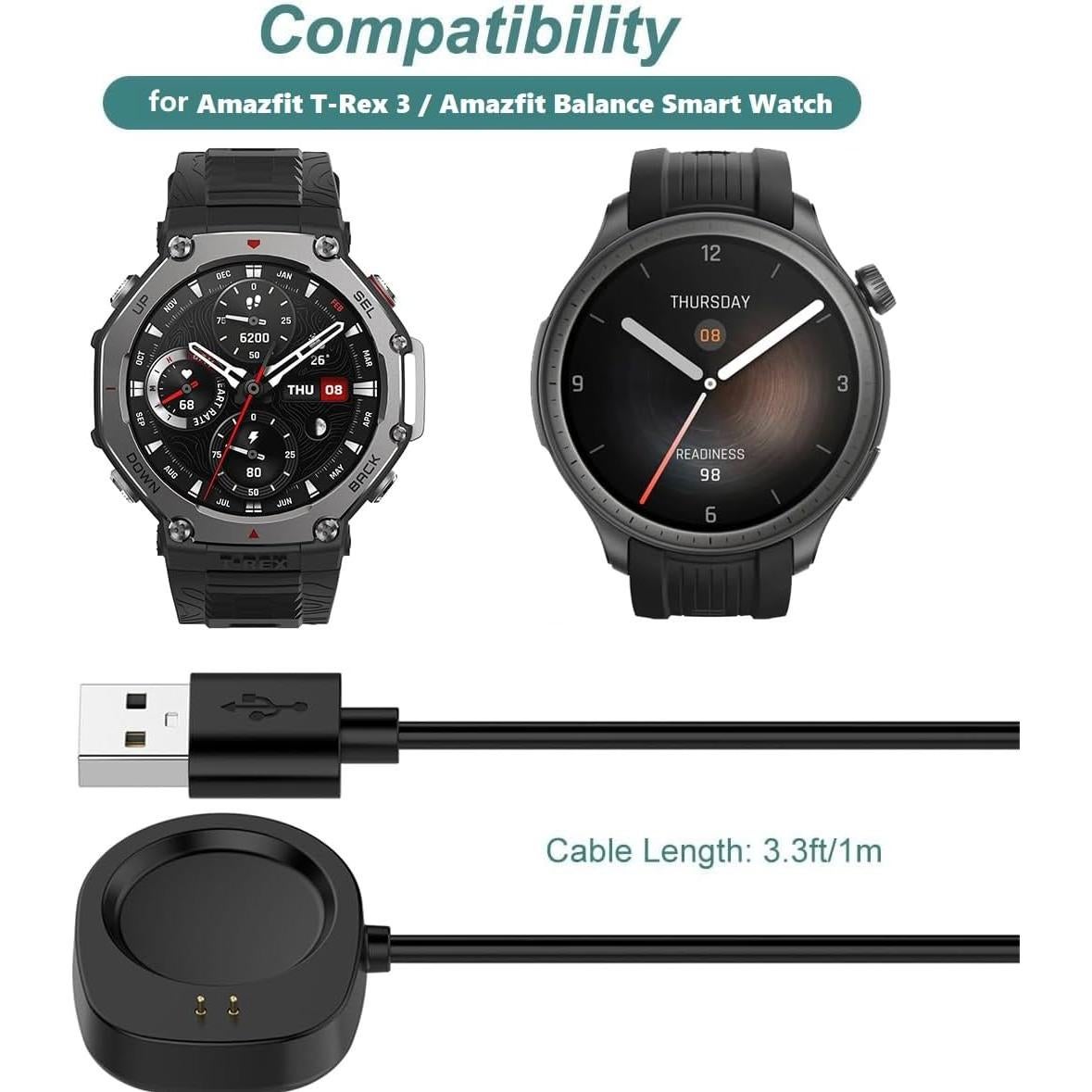 Cable de Carga Rápida Baifosrest para Amazfit T-Rex 3 y Balance