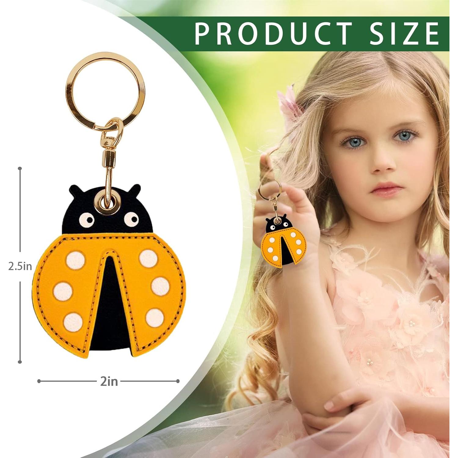 Funda de llavero de cuero XSUIOY para Apple AirTag - Insecto lindo