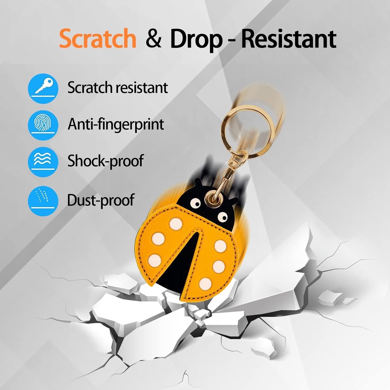 Funda de llavero de cuero XSUIOY para Apple AirTag - Insecto lindo