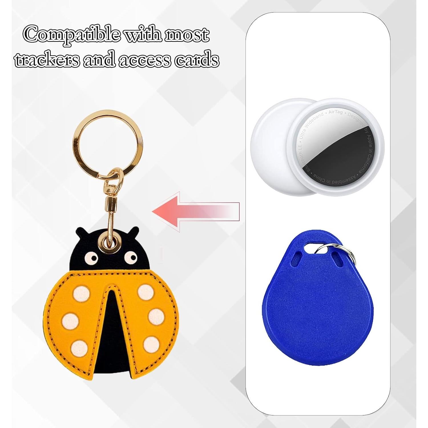Funda de llavero de cuero XSUIOY para Apple AirTag - Insecto lindo