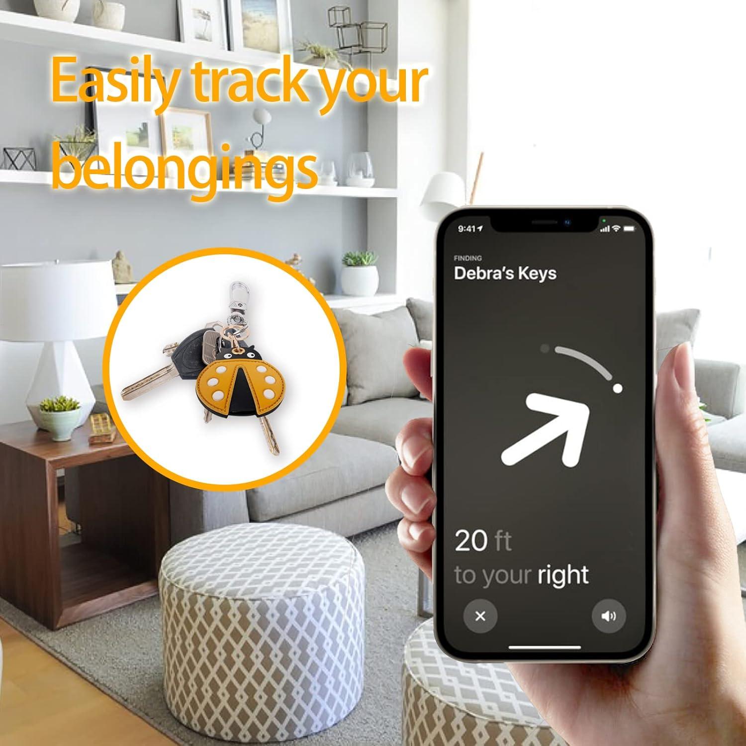 Funda de llavero de cuero XSUIOY para Apple AirTag - Insecto lindo