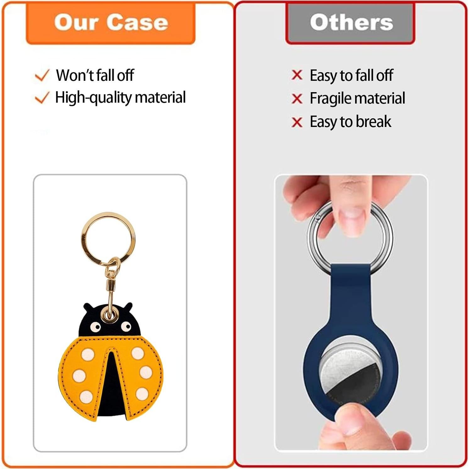 Funda de llavero de cuero XSUIOY para Apple AirTag - Insecto lindo