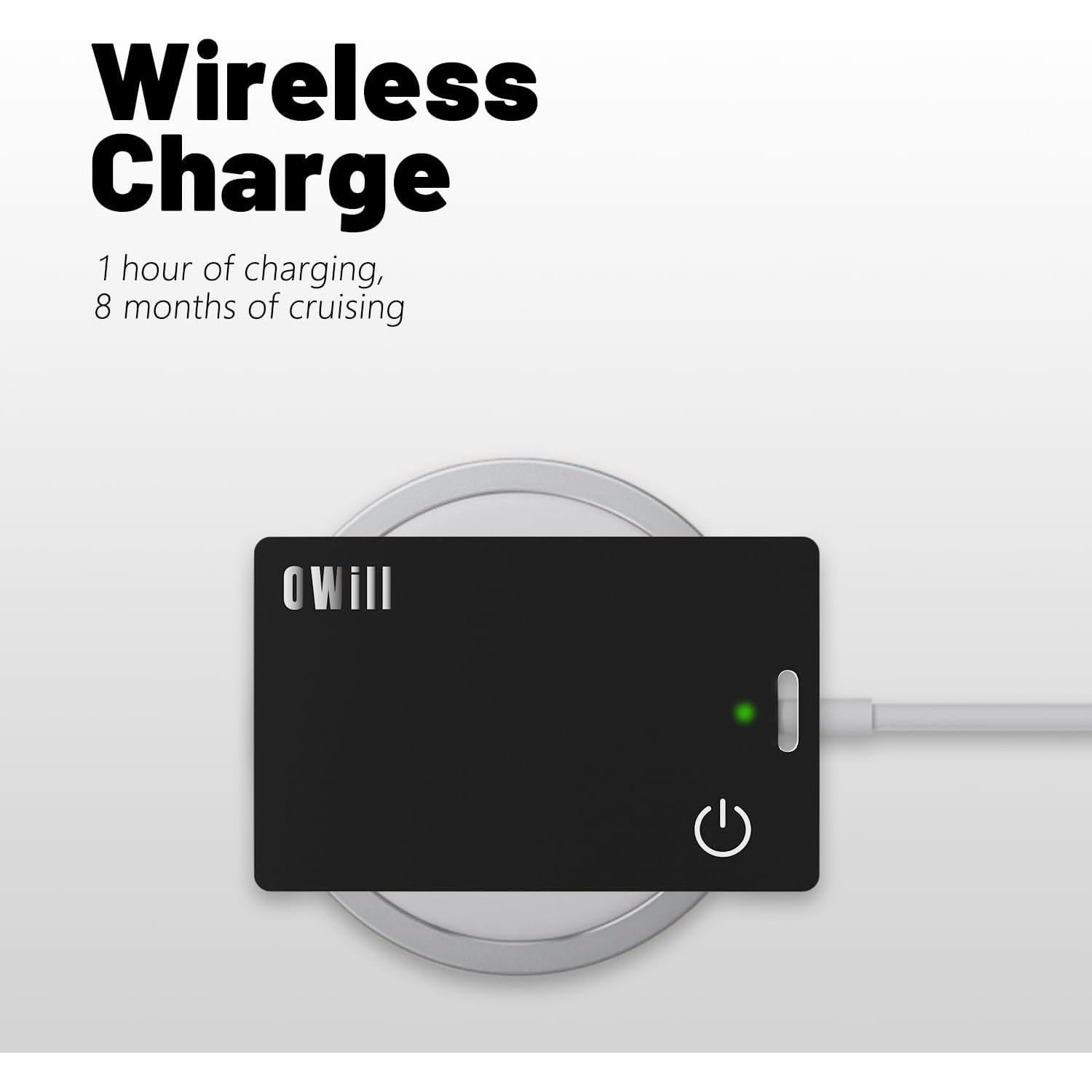 OWill 2 mm Ultra-Thin Wallet Tracker Card, IP68 Wireless Rechargeable Air Smart Tag Compatible with Apple Find My APP, Apple Bluetooth Wallet Tracker Devices for Suitcas, Luggage, etc.(iOS Only)
