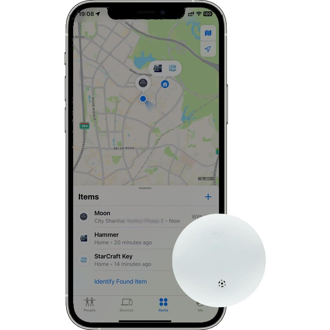 Rastreador Ayehe Compatible con Apple Find My Blanco