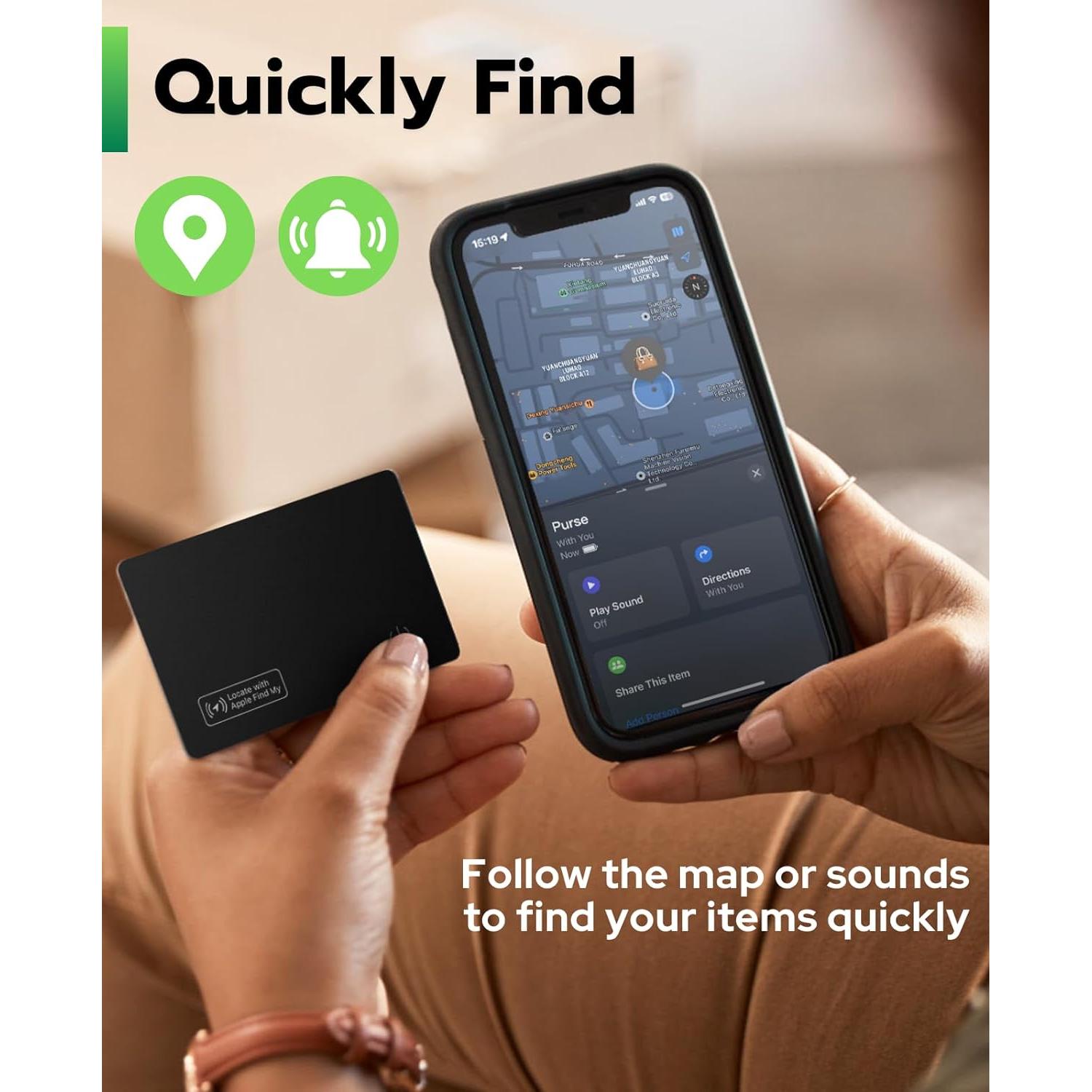 Rastreador GPS Eirix para Cartera - Delgado, Recargable, iOS