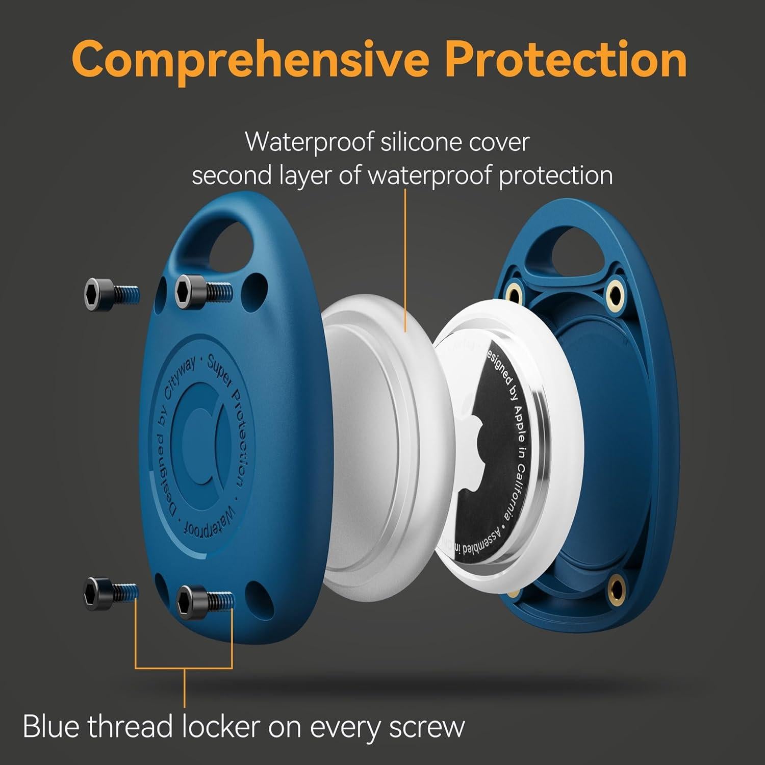 Soporte para llavero AirTag CITYWAY 4 Pack Impermeable IPX8