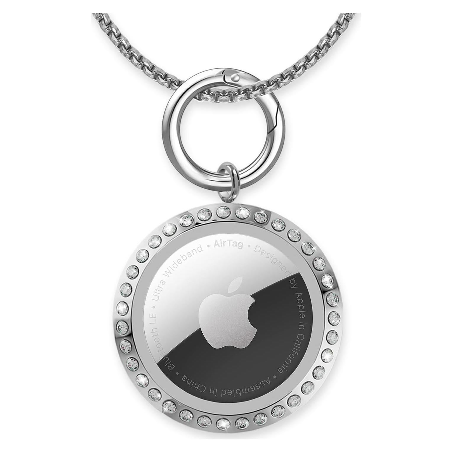 Collar Airtag SCALLOP Plateado con Rhinestones 75cm Ajustable