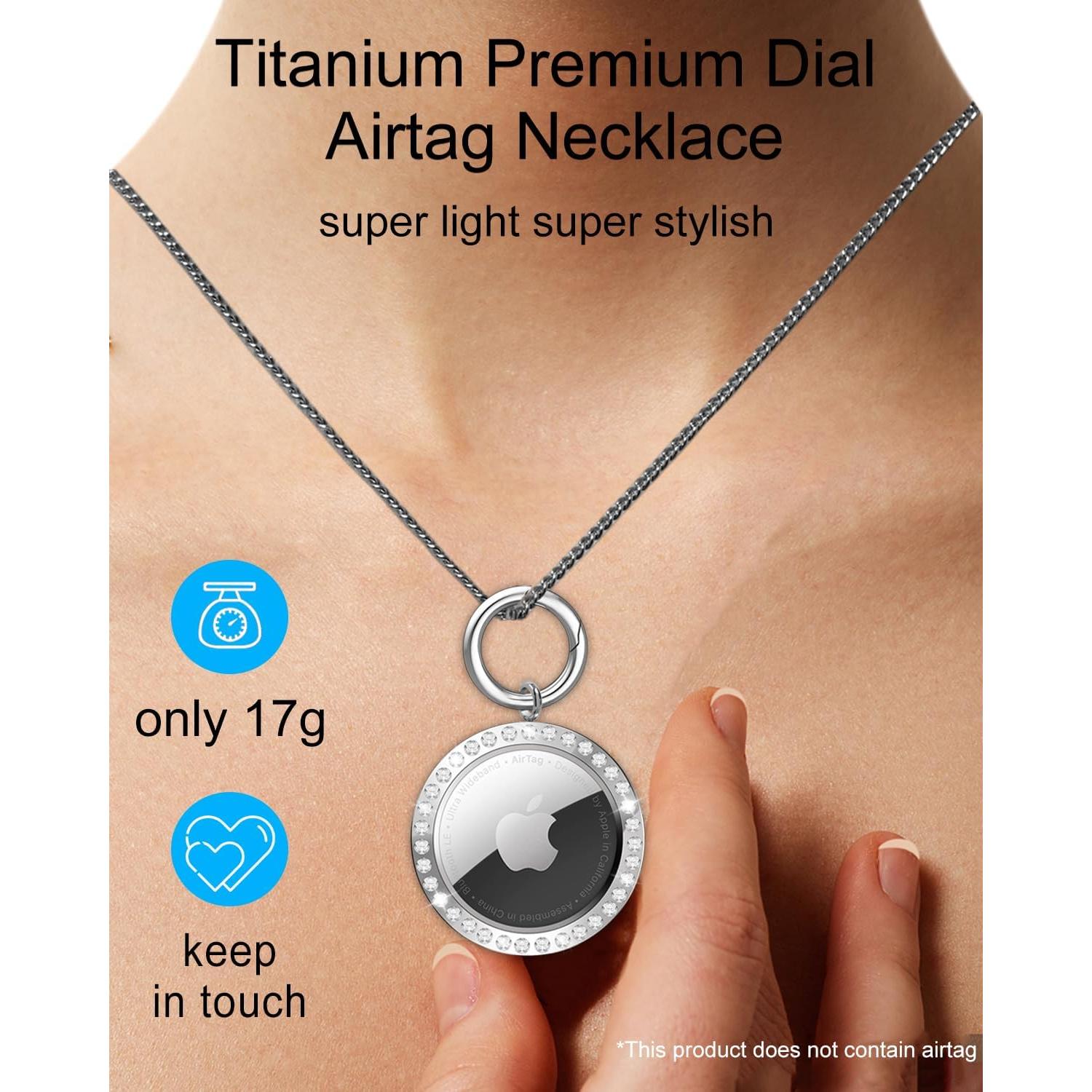 Collar Airtag SCALLOP Plateado con Rhinestones 75cm Ajustable