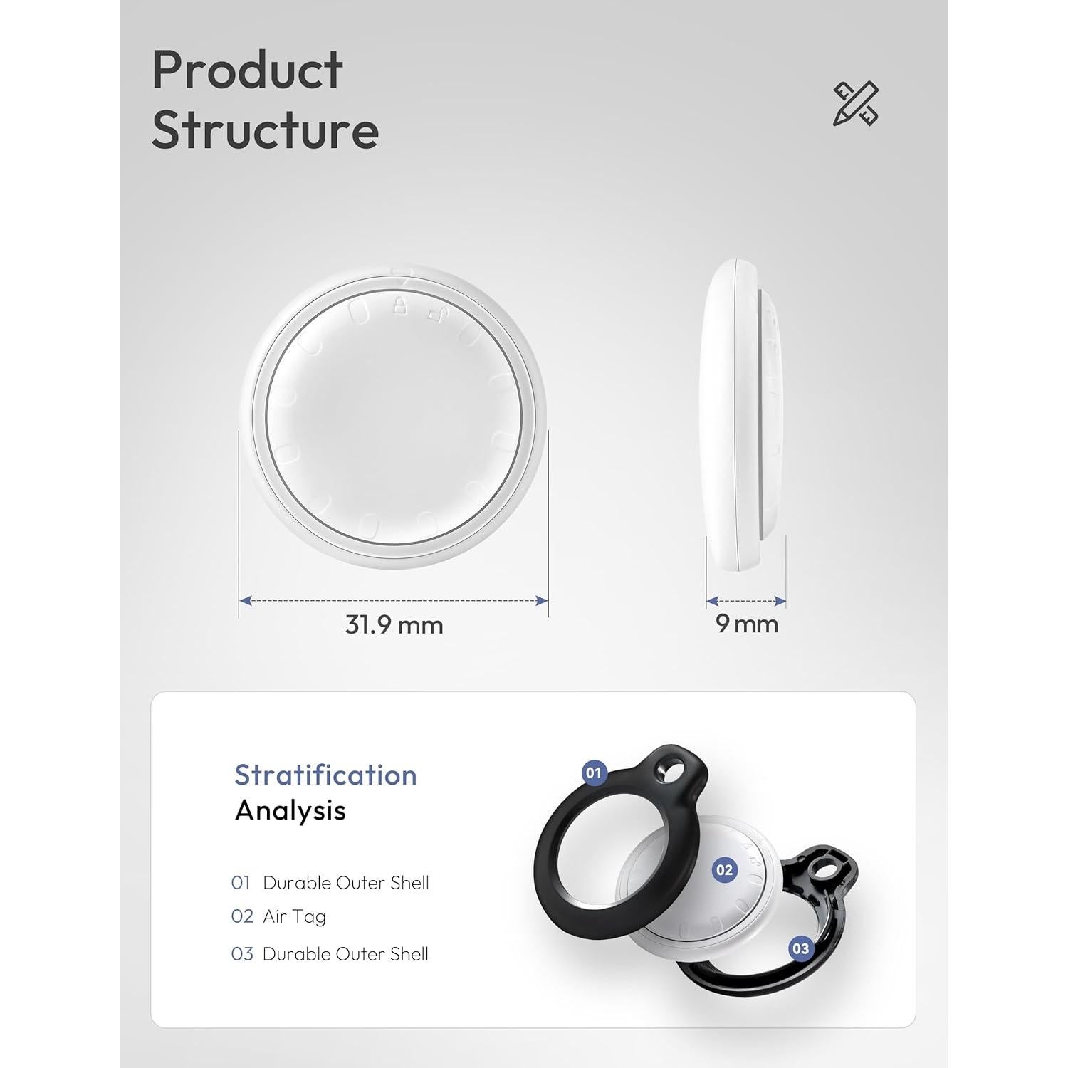 Rastreador Antipérdida Spotelo Air Tag Negro con Soporte