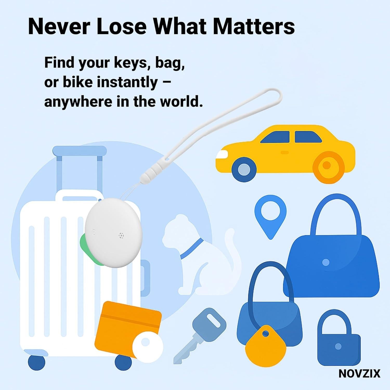 Etiqueta de seguimiento NOVZIX S9 2025 para Android - Compacta y resistente