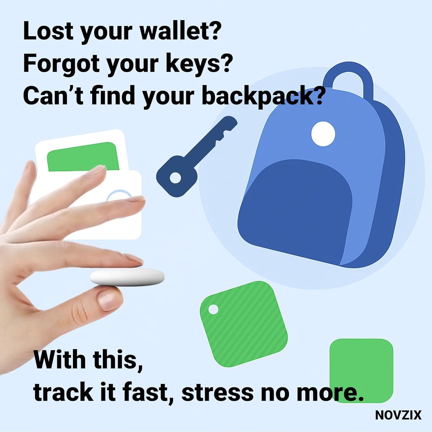Etiqueta de seguimiento NOVZIX S9 2025 para Android - Compacta y resistente