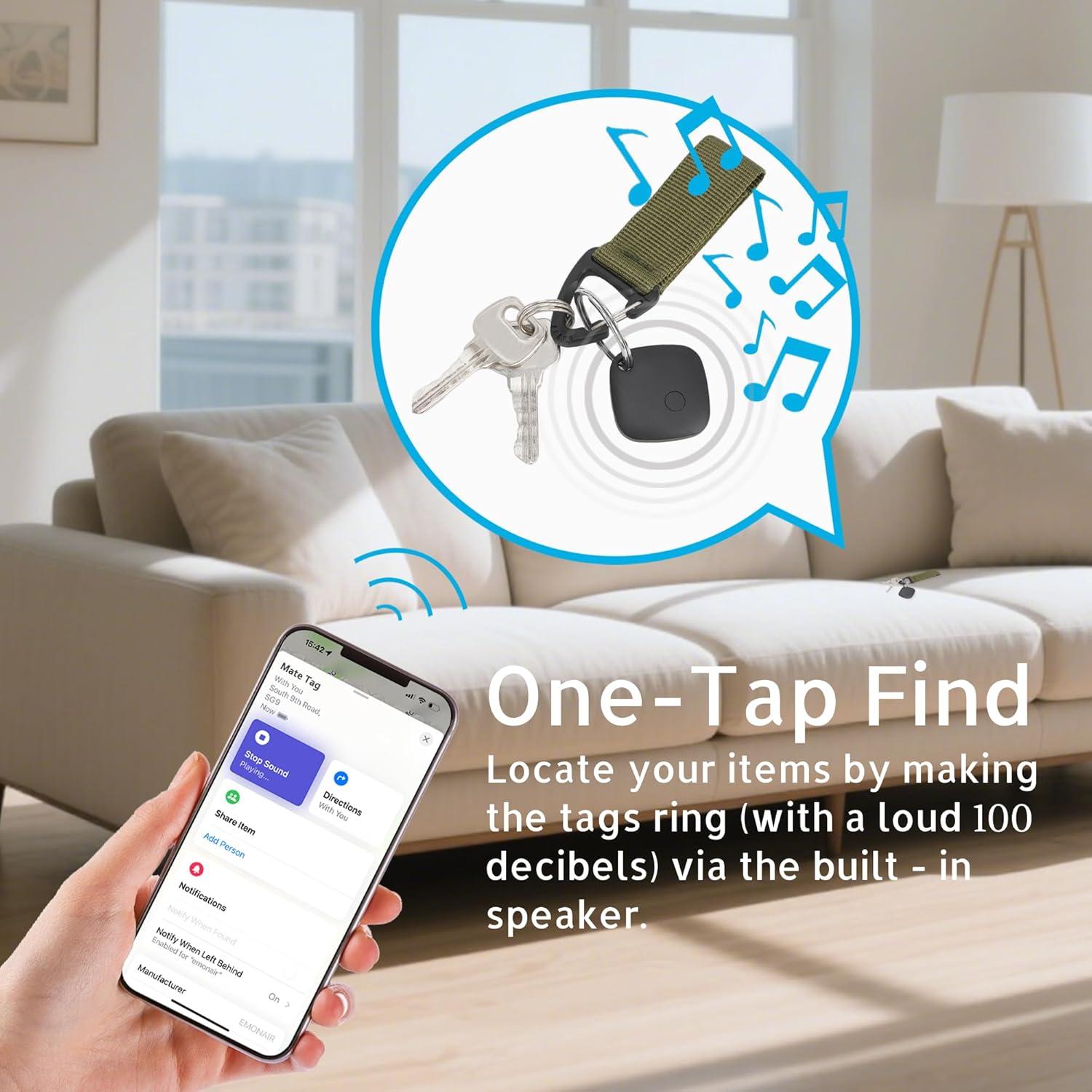 Localizador Bluetooth EMONAIR Dot Tag 4 Pack - Negro, iOS