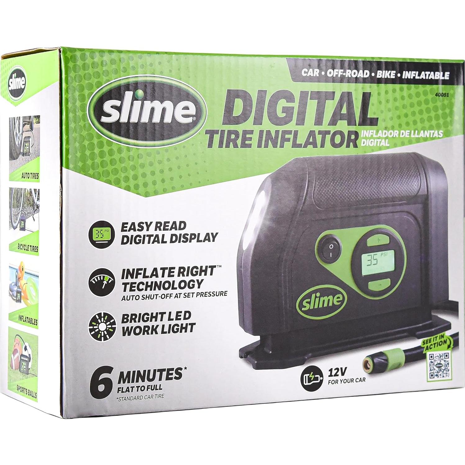 Inflador de Neumáticos Slime 40051 Digital 12V con Luz LED
