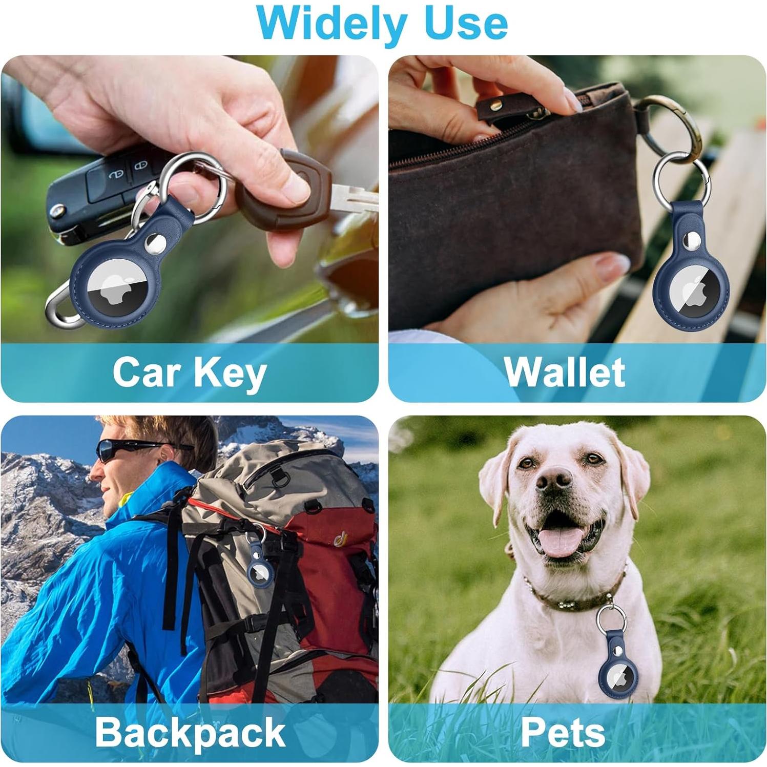 Meliya 4 Fundas de Cuero para AirTag Compatible con Apple