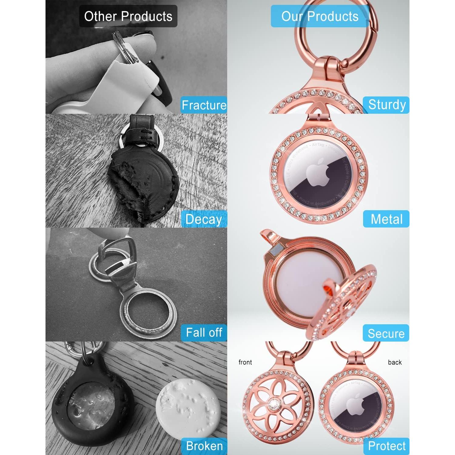 Soporte para AirTag DEERLET 2 Pack Metal con Rhinestones