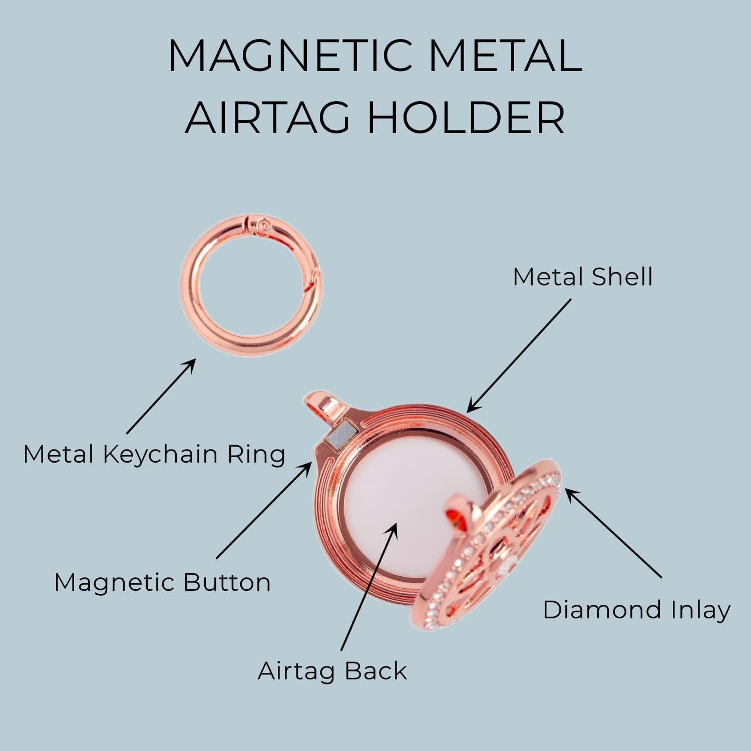 Soporte para AirTag DEERLET 2 Pack Metal con Rhinestones