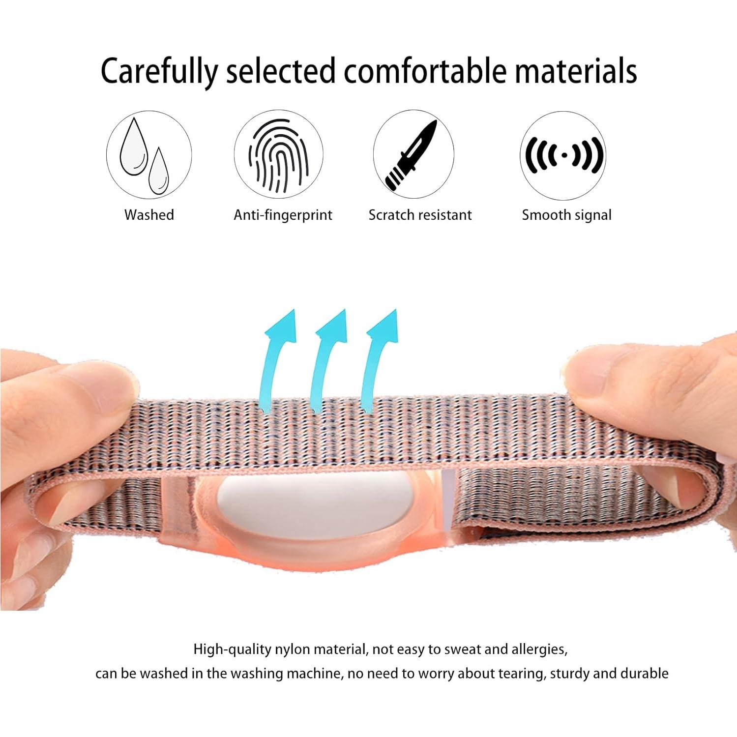 Paquete de 3 pulseras de nylon para AirTag - Azul, Rosa, Arcoíris