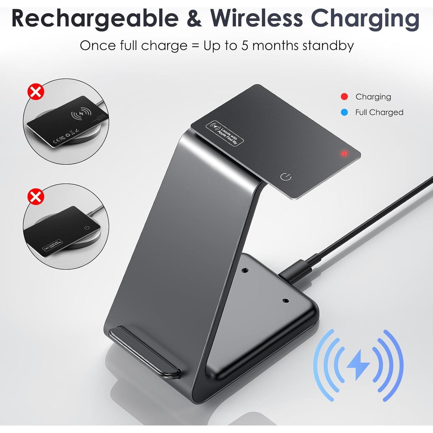 Tarjeta Rastreadora KINDEEP para Cartera - Bluetooth, IP68, Carga Inalámbrica