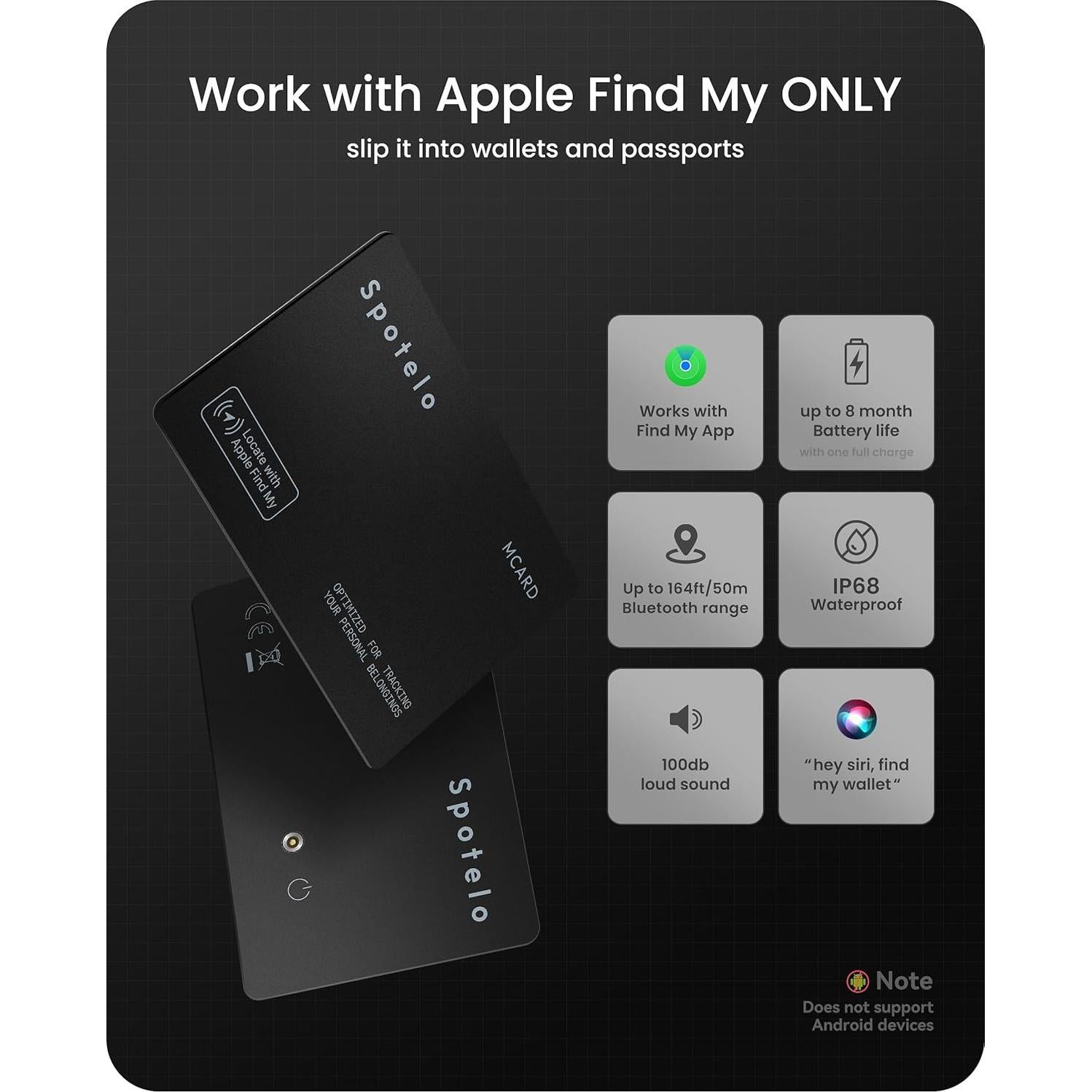 Tarjeta Localizadora Spotelo - Localizador Recargable iOS