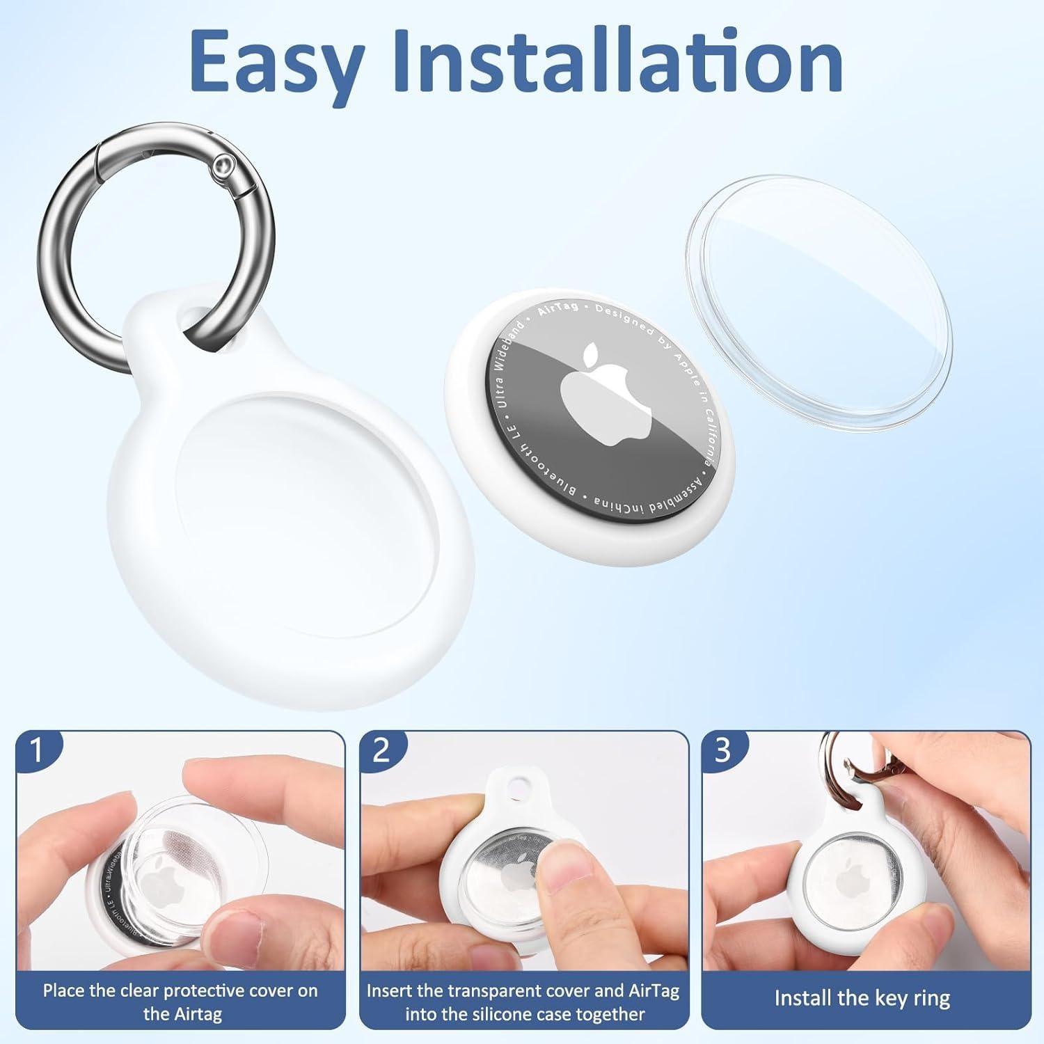 Soporte Impermeable para AirTag Meliya 4 Pack Llavero