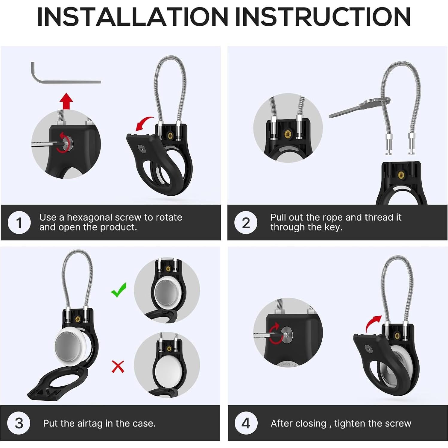 Soporte para AirTag Ebeatii 4 Pack con Cerradura Segura