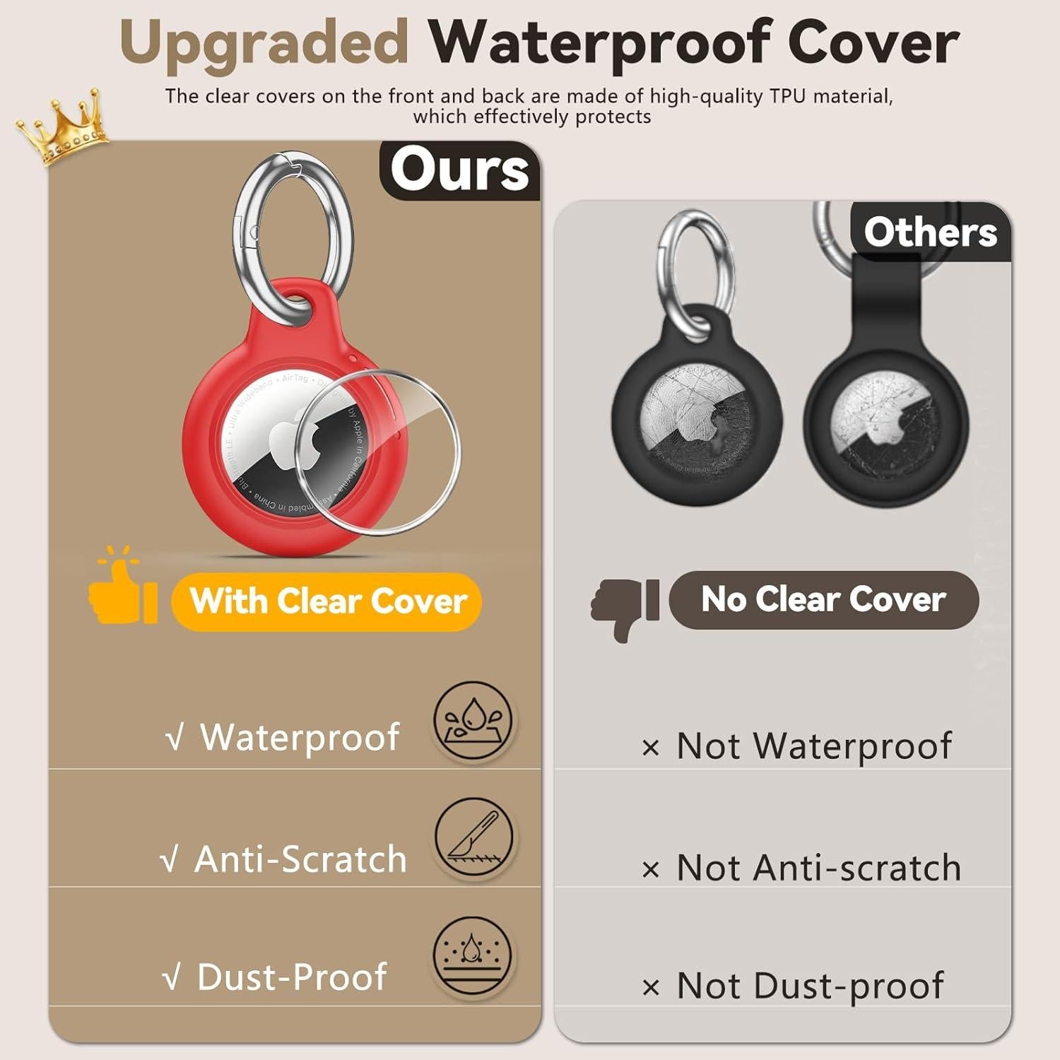 Soporte Impermeable para Apple AirTag - Rojo, Funda Dura