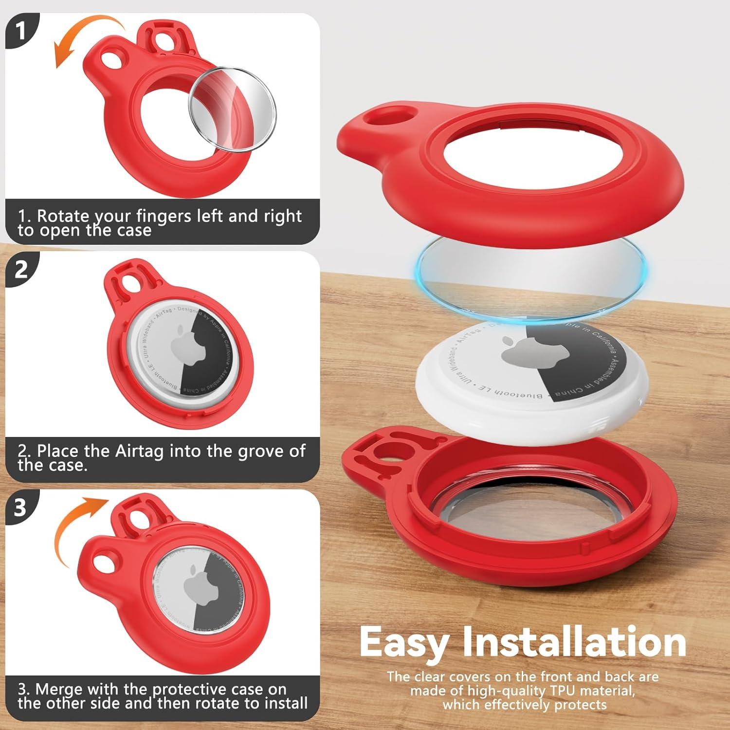 Soporte Impermeable para Apple AirTag - Rojo, Funda Dura