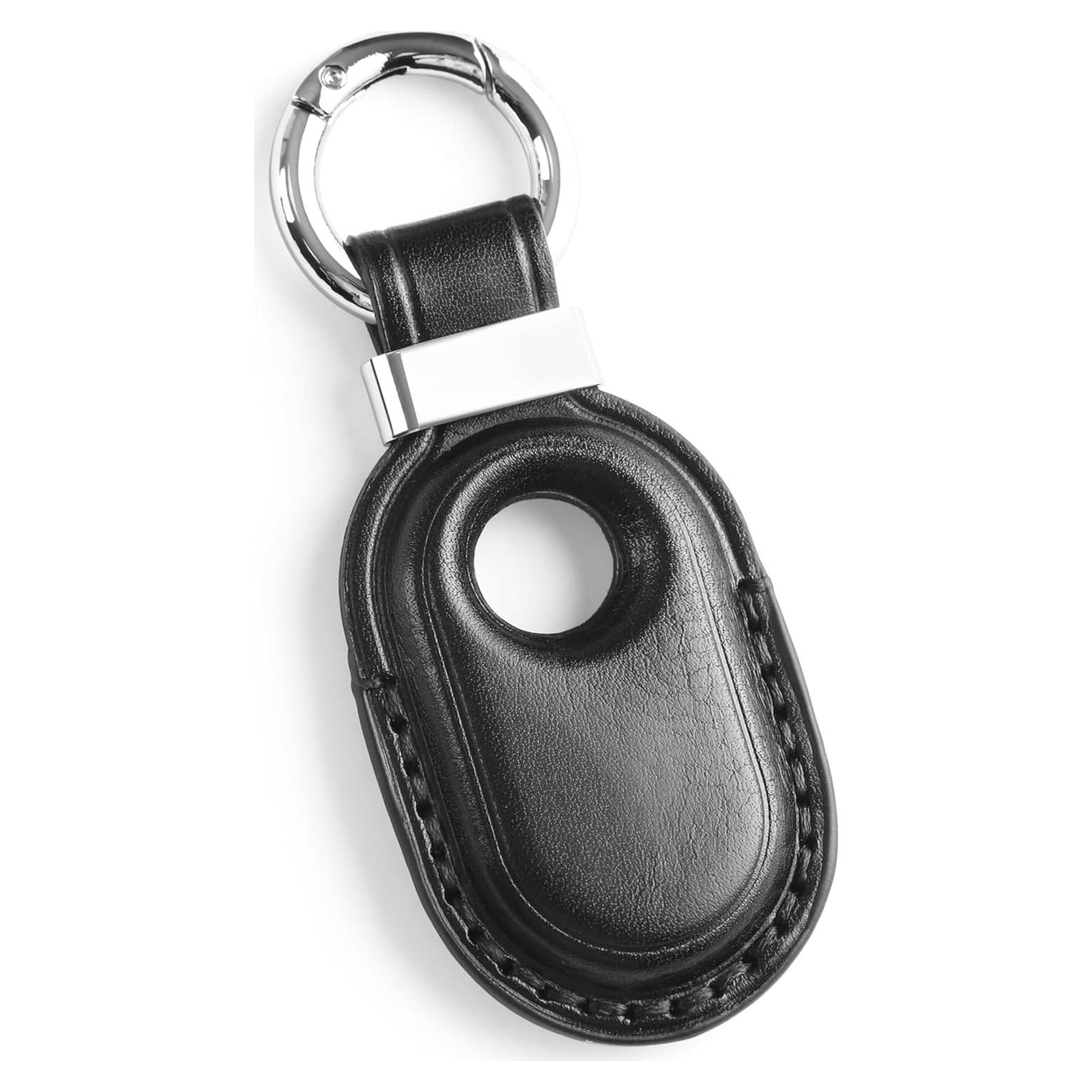 Funda de Cuero Genuino LQU para Samsung Galaxy SmartTag2 - Negro