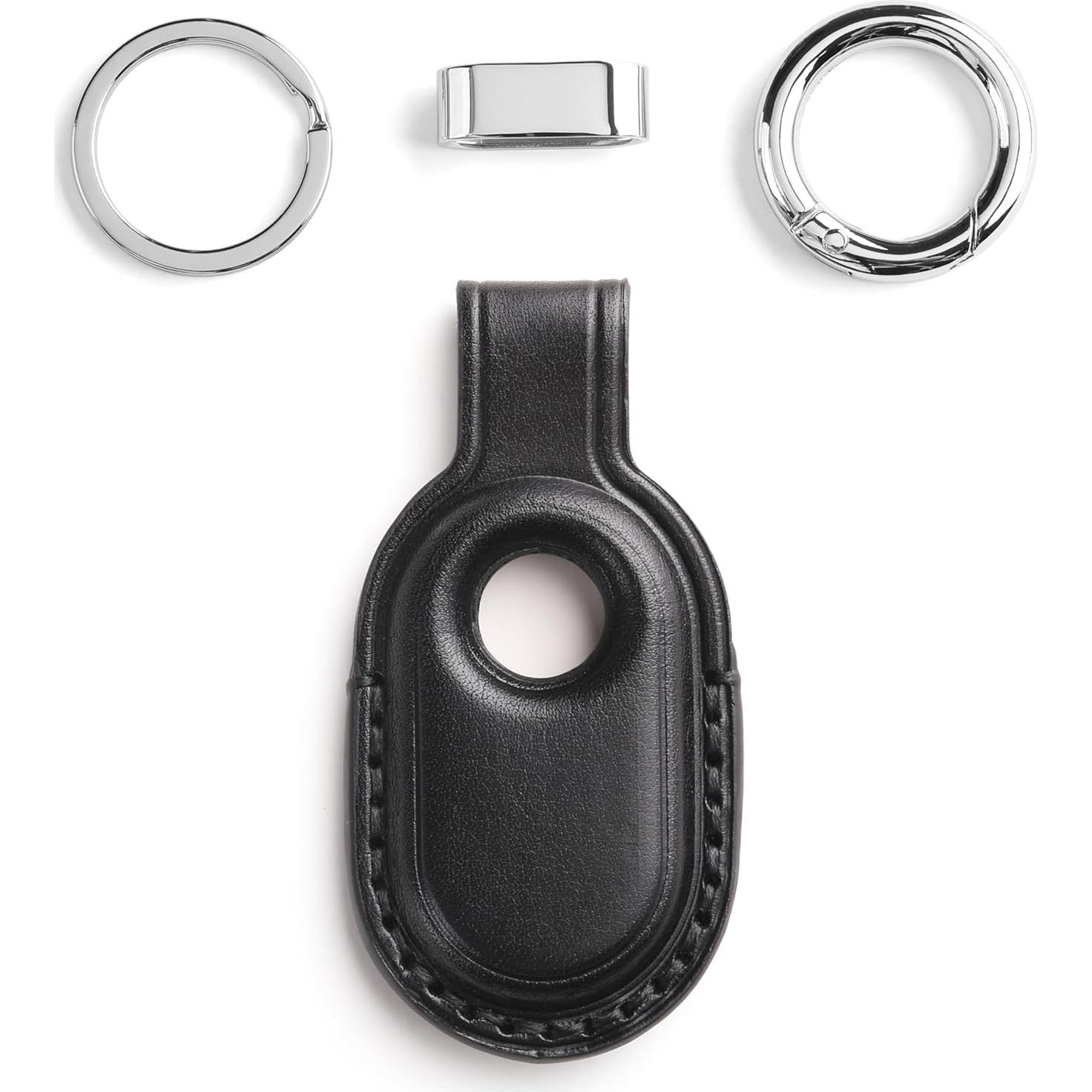 Funda de Cuero Genuino LQU para Samsung Galaxy SmartTag2 - Negro