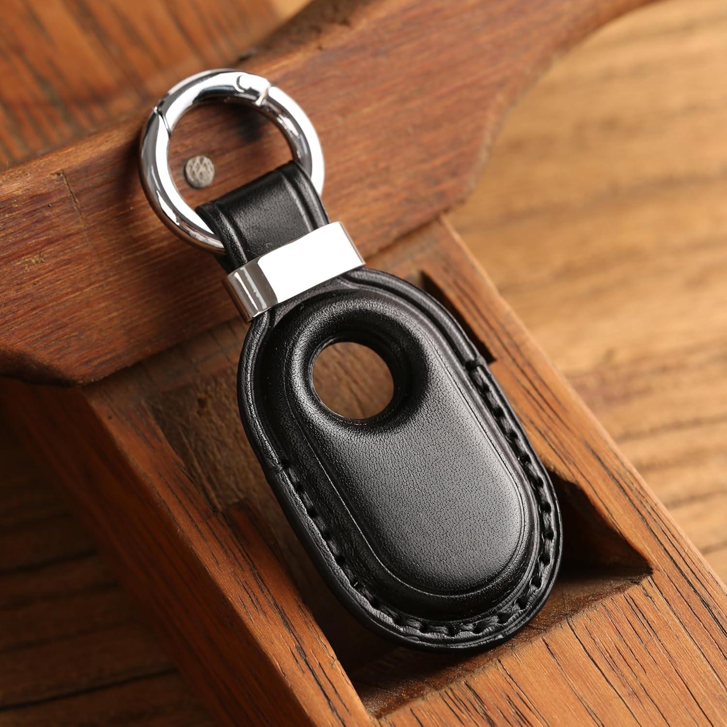 Funda de Cuero Genuino LQU para Samsung Galaxy SmartTag2 - Negro