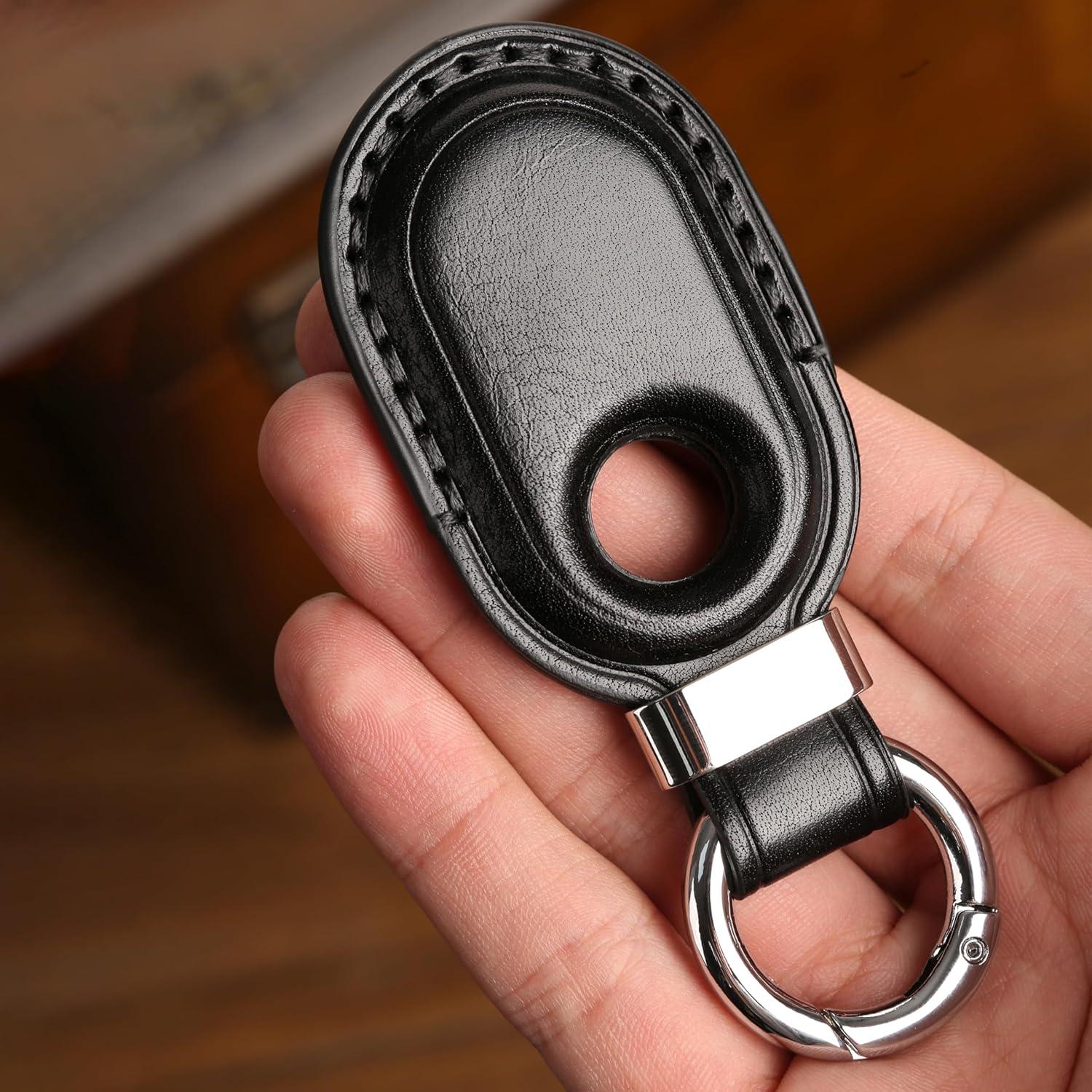 Funda de Cuero Genuino LQU para Samsung Galaxy SmartTag2 - Negro